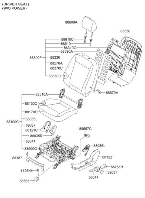 2012 Hyundai Santa Fe Front Seat Diagram 2