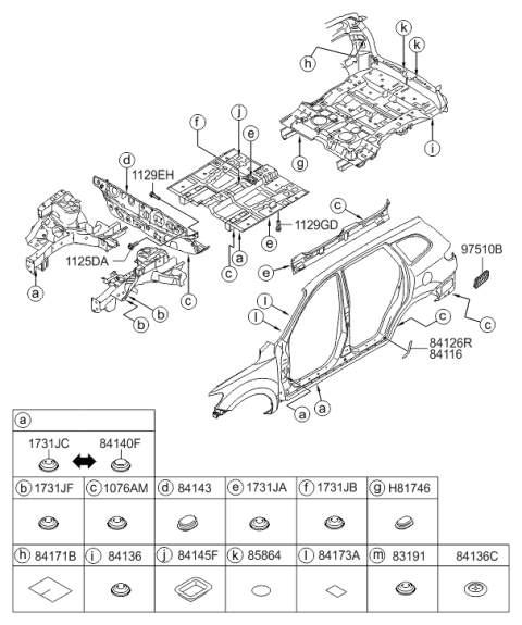 2012 Hyundai Santa Fe Isolation Pad & Plug Diagram 2