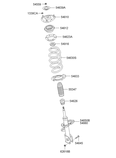 2012 Hyundai Santa Fe Front Spring Pad Upper Diagram for 54623-1U000