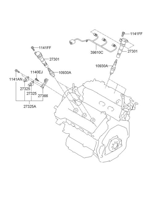 2012 Hyundai Santa Fe Spark Plug Assembly Diagram for 18845-11160