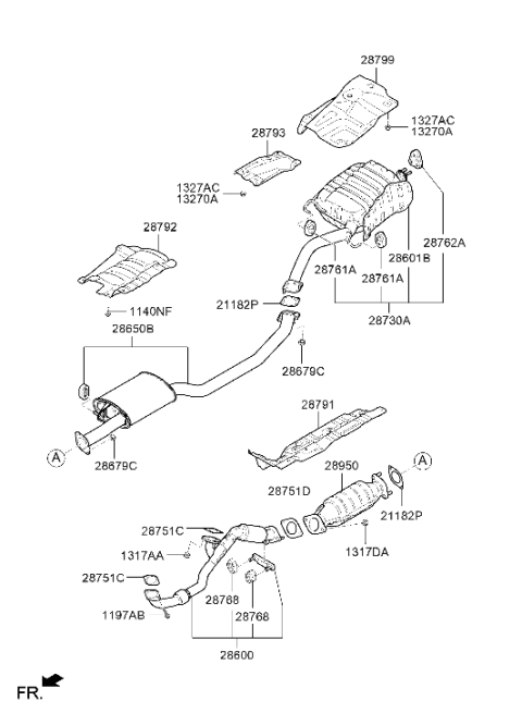 2011 Hyundai Santa Fe Muffler & Exhaust Pipe Diagram 2