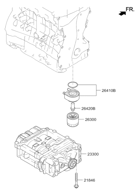 2011 Hyundai Santa Fe Cooler Assembly-Engine Oil Diagram for 26410-2G100