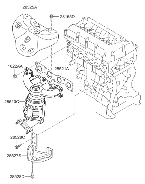2012 Hyundai Santa Fe Protector-Heat,LH Diagram for 28525-3C800