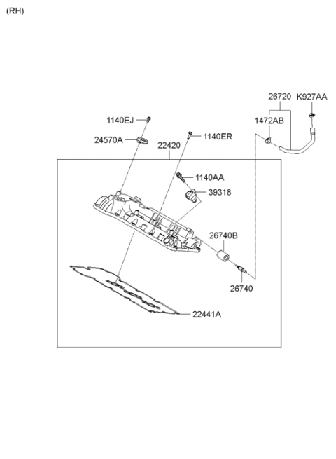 2011 Hyundai Santa Fe Rocker Cover Diagram 2