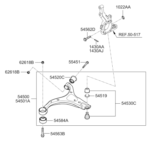 2011 Hyundai Santa Fe Bolt Flange Diagram for 54562-4H000