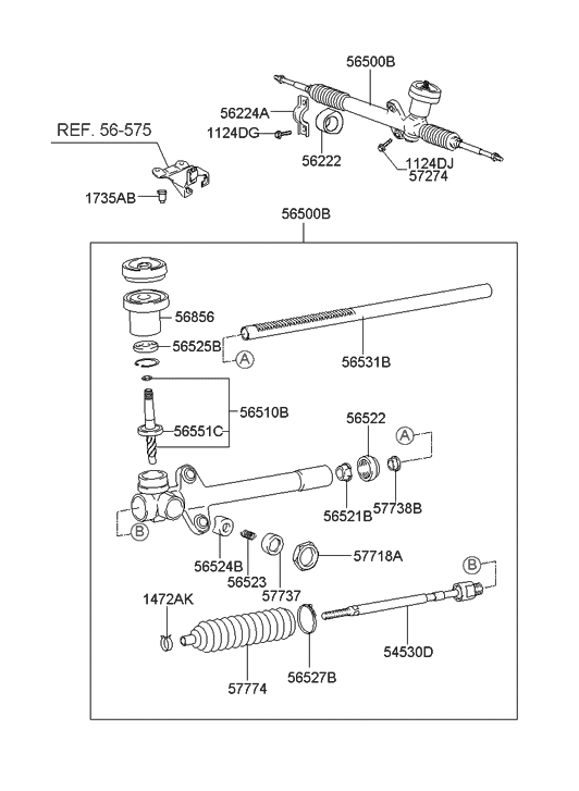 2002 Hyundai Accent Manual Steering Gear Box