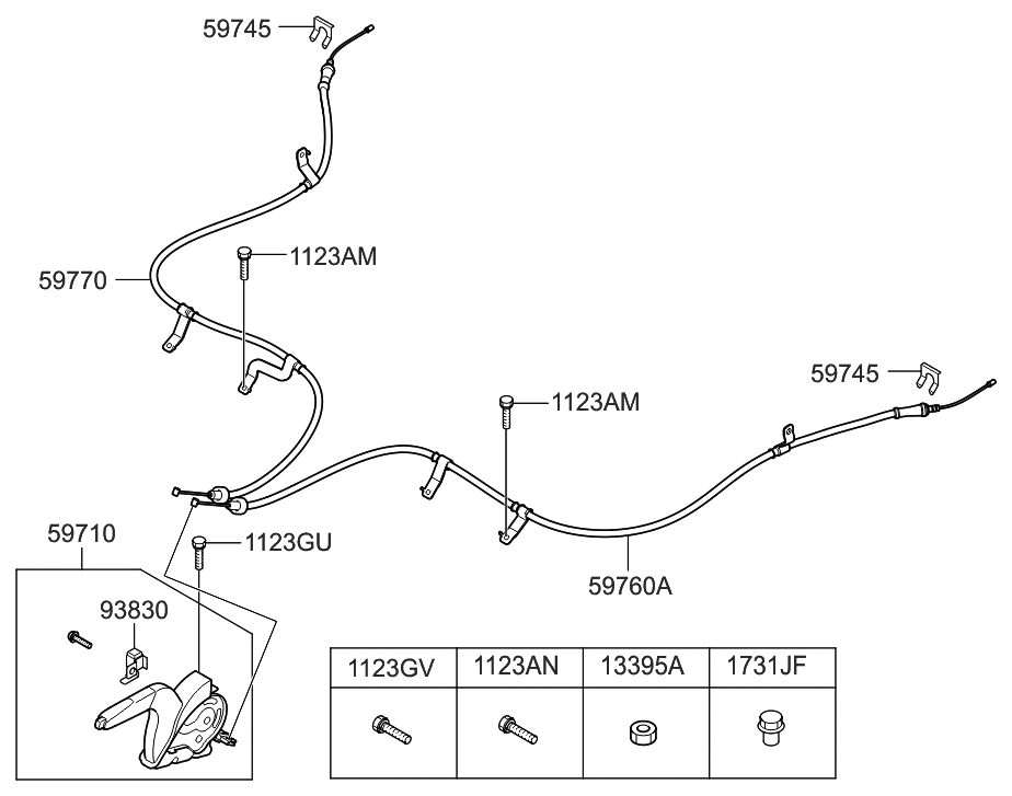 59710A5500RY Genuine Hyundai LEVER ASSEMBLYPARKING BRAKE