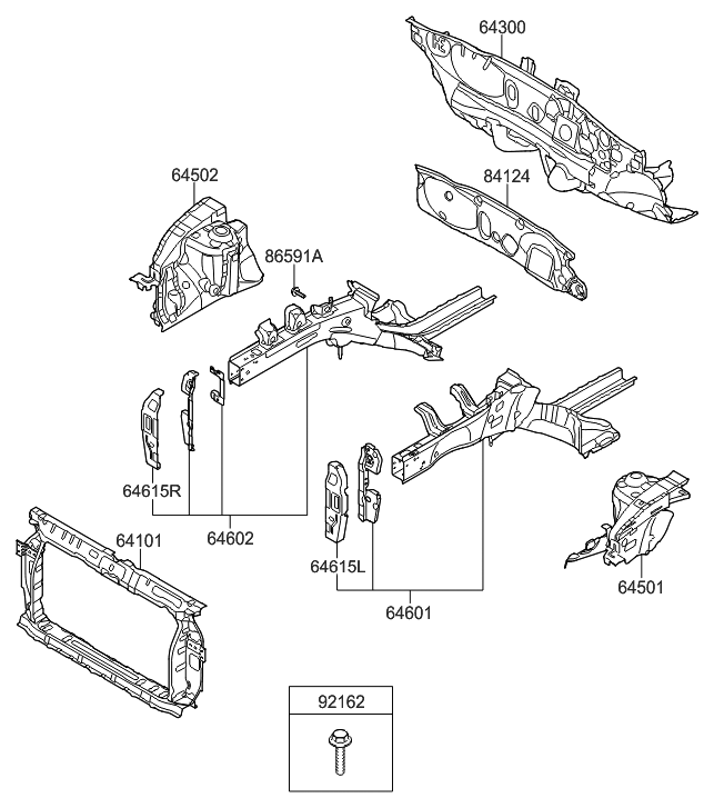 2016 Hyundai Accent Fender Apron & Radiator Support Panel
