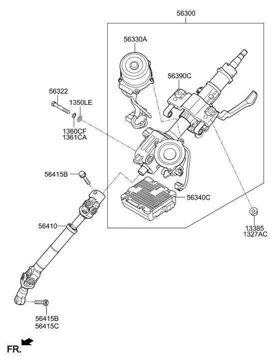 2011 Hyundai Elantra US Alabama made Steering Column & Shaft