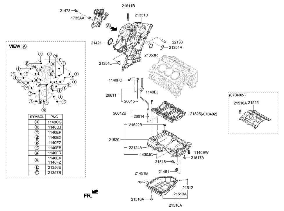 2007 Hyundai Azera Belt Cover & Oil Pan Hyundai Parts Deal