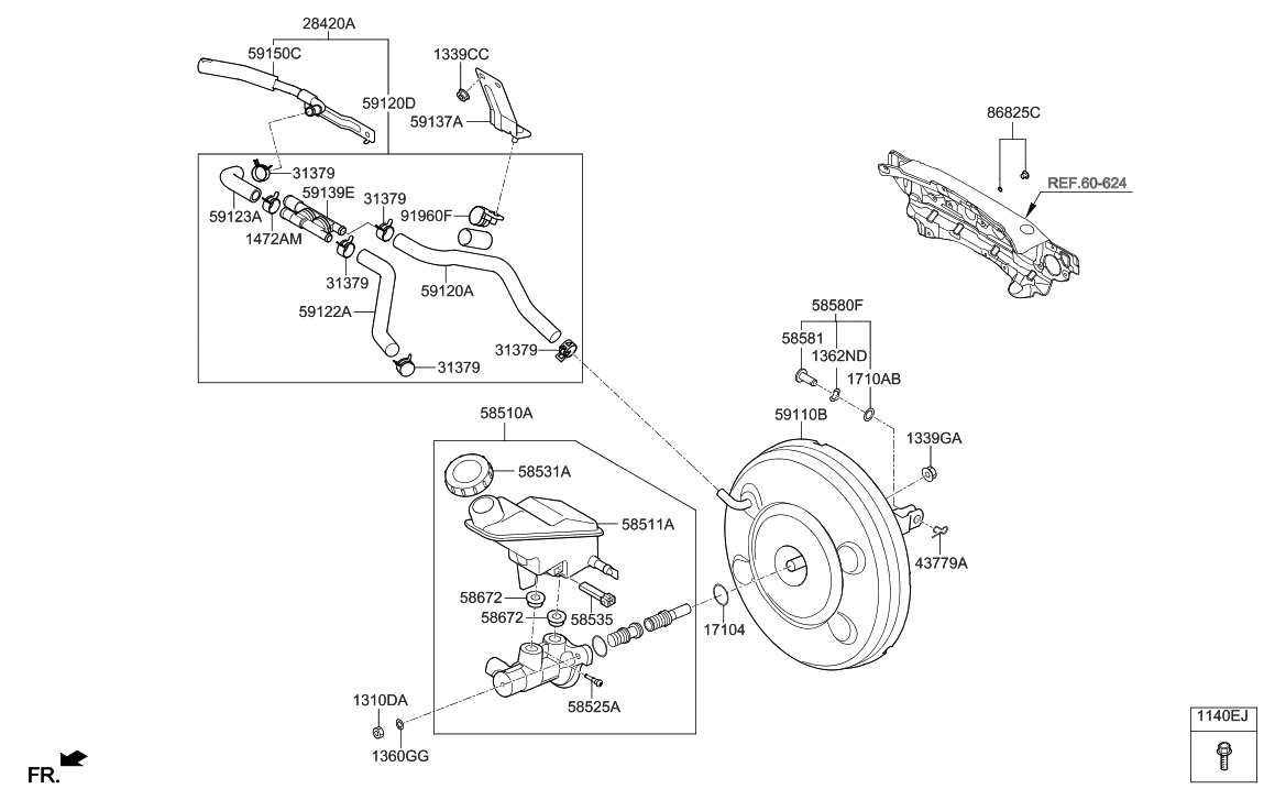585102W800 Genuine Hyundai CYLINDER ASSEMBLYBRAKE MASTER