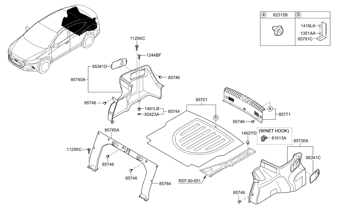 85770F3000TRY Genuine Hyundai TRIMTRANSVERSE REAR