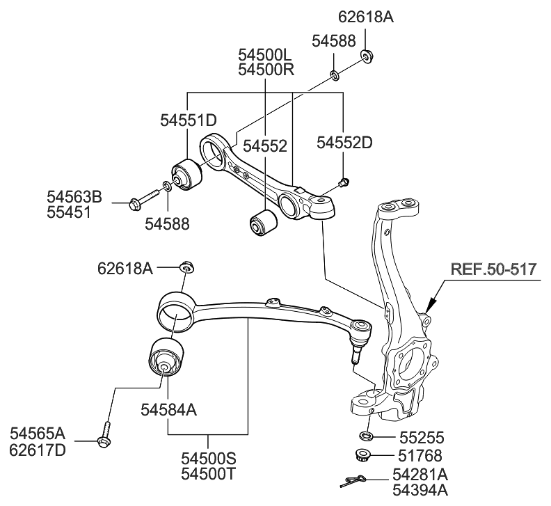 2012 Hyundai Genesis Front Suspension Lower Arm