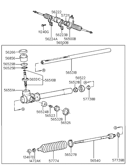 1998 Hyundai Accent Manual Steering Gear Box
