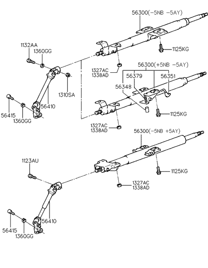 1998 Hyundai Accent Steering Column & Shaft