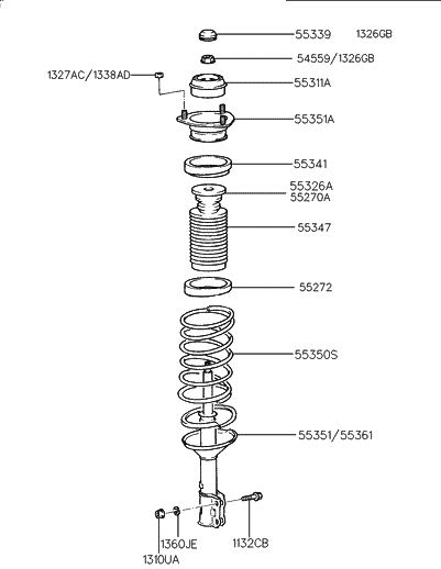 1996 Hyundai Accent Rear Shock Absorber & Spring