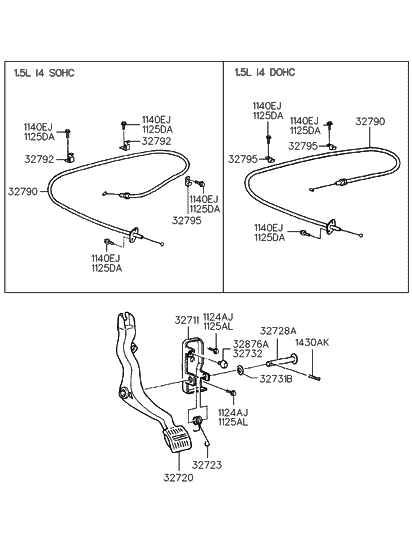 1995 Hyundai Accent Accelerator Linkage