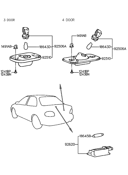 1998 Hyundai Accent License Plate & Interior Lamp