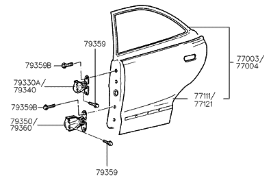 1995 Hyundai Accent Rear Door Panel
