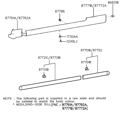 1995 Hyundai Accent Body Side Trim