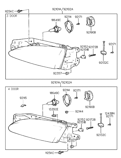 1995 Hyundai Accent Head Lamp