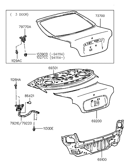 1998 Hyundai Accent Back Panel