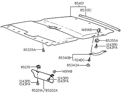 1995 Hyundai Accent Sunvisor & Head Lining