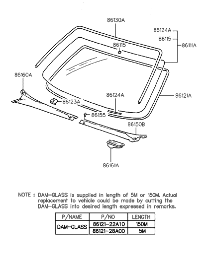 1998 Hyundai Accent Windshield Glass
