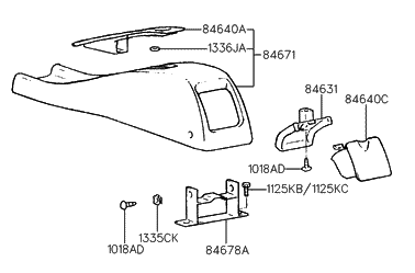 1995 Hyundai Accent Console-Rear