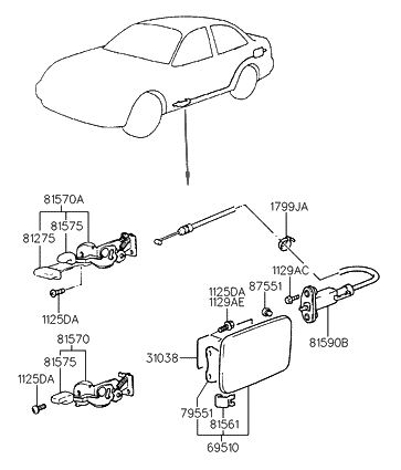 1998 Hyundai Accent Lid-Fuel Filler