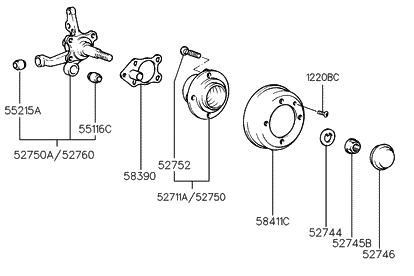 1998 Hyundai Accent Rear Wheel Hub