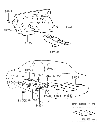 1996 Hyundai Accent Isolation Pad & Floor Covering