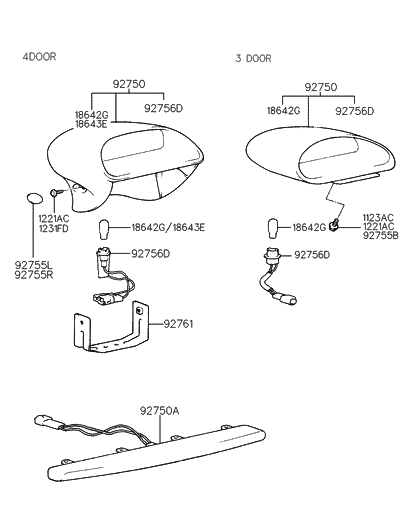 1995 Hyundai Accent High Mounted Stop Lamp