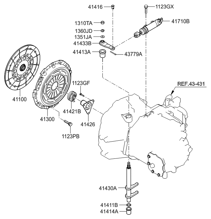 4143139260 Genuine Hyundai SHAFT COMPLETECLUTCH REALESE