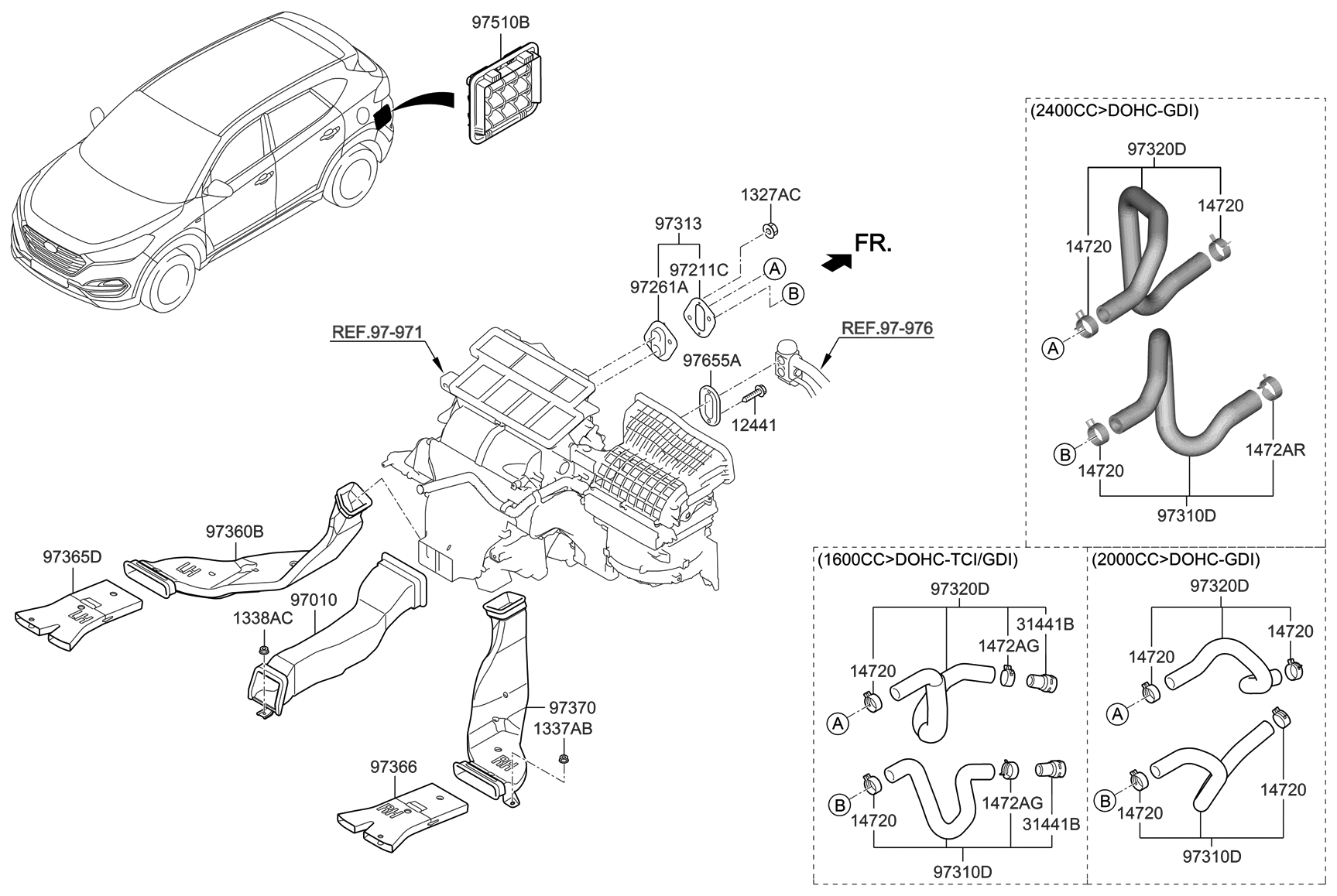 2017 Hyundai Tucson Gas Heater SystemDuct & Hose