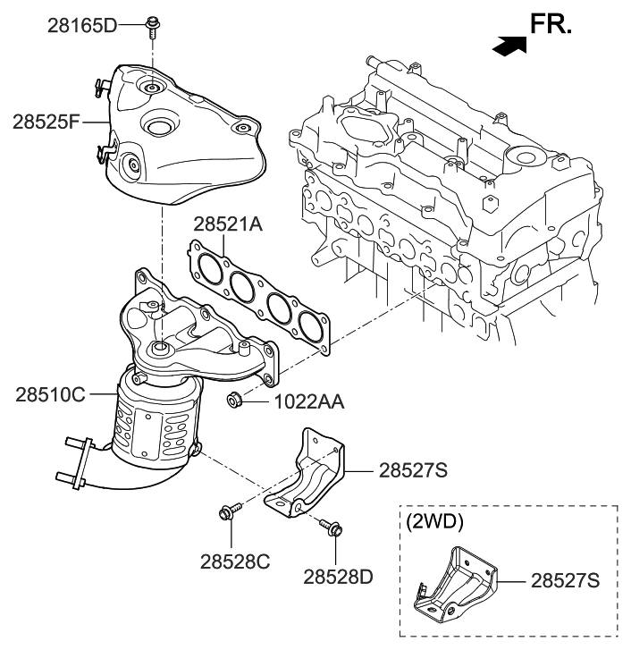 285102E000 Genuine Hyundai MANIFOLD CATALYTIC ASSEMBLYEXHAUST