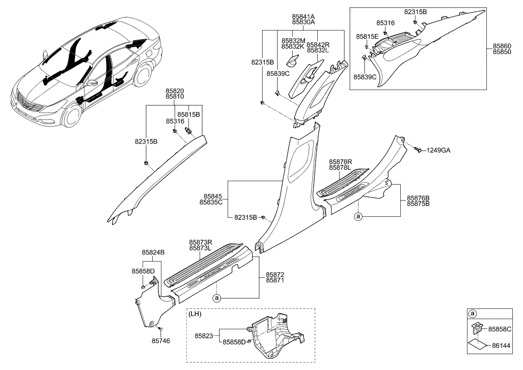 Right Front Genuine Hyundai 85881-3V500-RY Door Scuff Trim Assembly