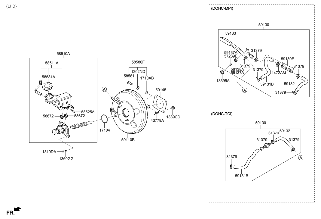 2019 Hyundai Tucson Brake Master Cylinder & Booster
