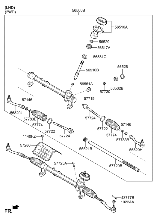 56500D3500 Genuine Hyundai GEAR ASSYSTEERING