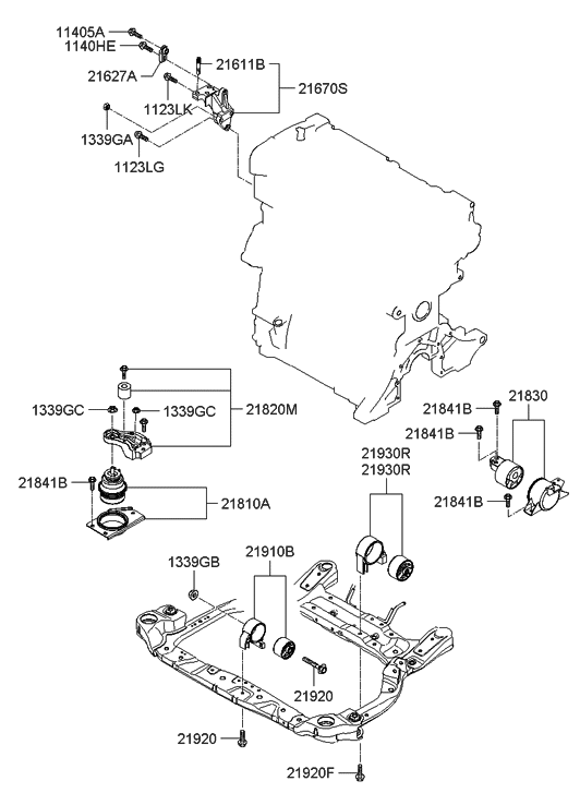 2006 Hyundai Accent New Body Style (Produced Before SEP.03.2006) Engine Mounting