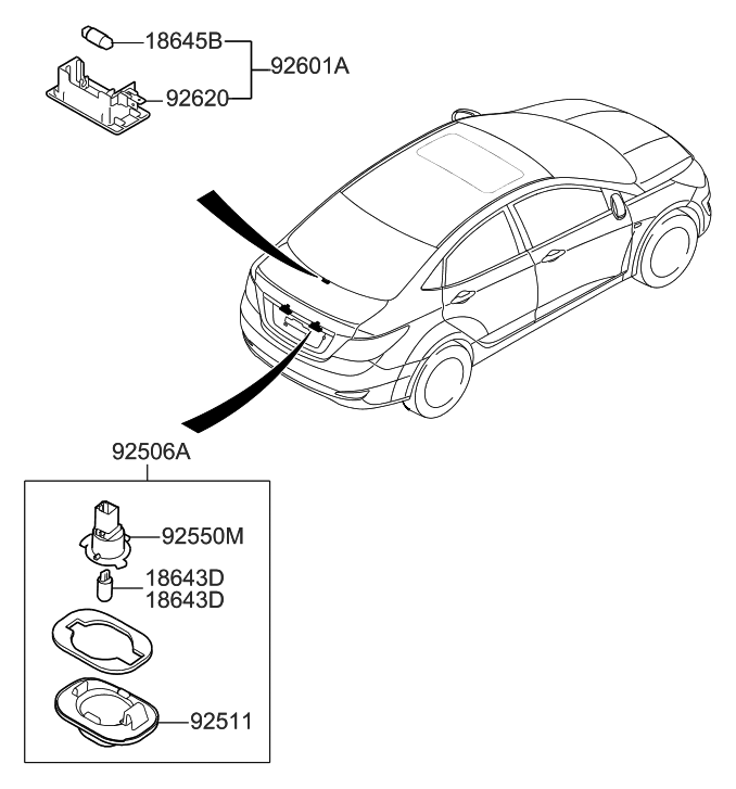 2013 Hyundai Accent License Plate & Interior Lamp