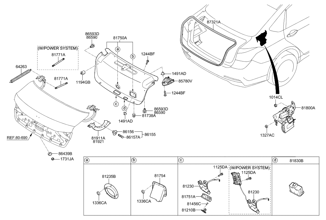 81230B1000 Genuine Hyundai LATCH ASSEMBLYTRUNK LID