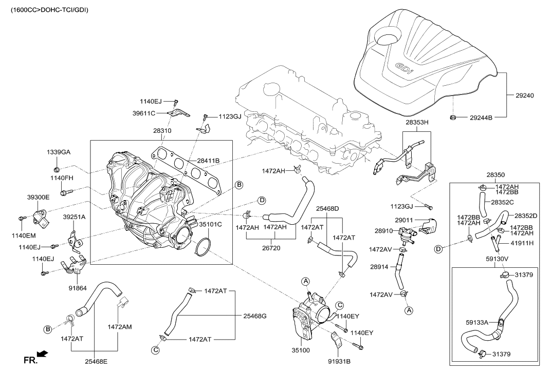 283102B600 Genuine Hyundai MANIFOLD ASSEMBLYINTAKE