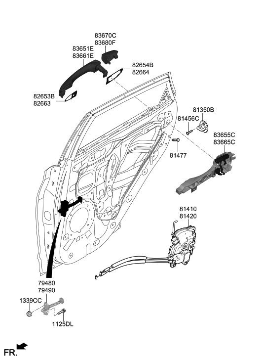83664J9000 Genuine Hyundai PADDOOR OUTSIDE HANDLE REAR,RH