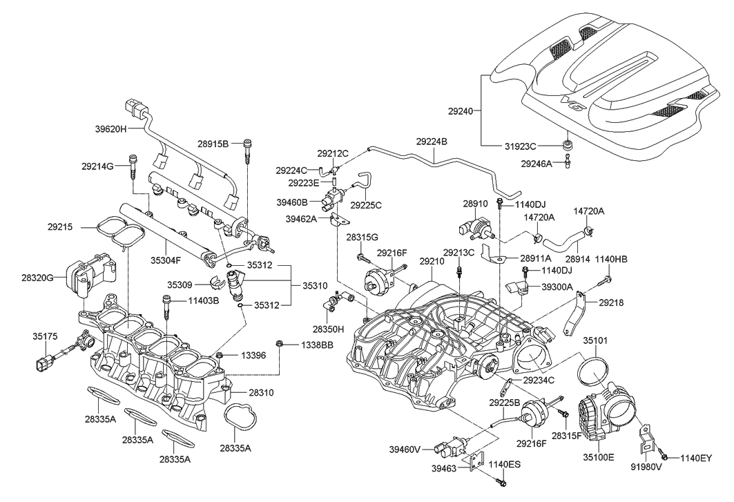 283102G071 Genuine Hyundai MANIFOLD ASSEMBLYINTAKE