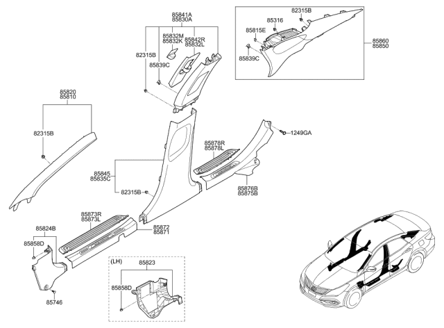 Right Front Genuine Hyundai 85881-3V500-RY Door Scuff Trim Assembly