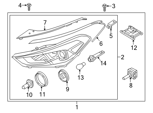 2016 Hyundai Tucson Front Turn Signal Lamp Holder Assembly Diagram for 92161-2T000