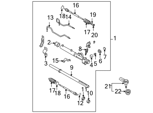 Rack Assembly-Power Steering Gear Box Diagram for 57710-2F000