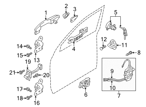 Cover-Front Door Outside Handle,Driver Diagram for 82652-2S000