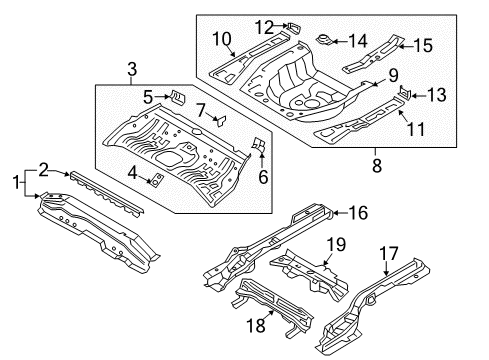 MEMBER ASSY-REAR FLOOR SIDE,LH Diagram for 65710-F2610